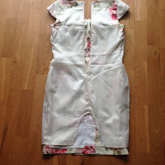 Floral Midi Cap-sleeve Belted Sheath Dress - Picture 7 of 12